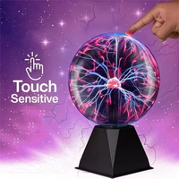 Lampe à plasma avec base pyramidale, globe d'éclairs statiques coloré, décoration de table de chambre, cadeau scientifique original, boule à plasma