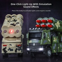 Truk Peluncur Roket Diecast Skala 1/24, Model Kendaraan Militer dari Alloy dengan Suara dan Pintu yang Dapat Dibuka untuk Anak-Anak