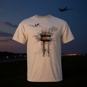 T-shirt vintage pour contrôleur de trafic aérien, design tour d'aéroport, taille adulte unisexe - Product Image 3