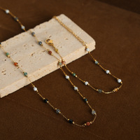 Ensemble collier et bracelet en perles artisanales, style européen et américain, nouvelle mode, petit format, design original, simple et naturel.
