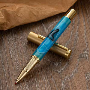 Роскошные мужские ручки из тяжелого металла и латуни с медным акриловым валиком, новинка, ручка с жидкими чернилами для тела, корпоративный подарок - Product Image 5
