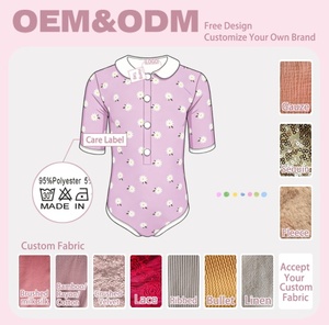 Maillot de bain une pièce pour filles à col Peter Pan, manches courtes, personnalisable OEM ODM, séchage rapide, en nylon et élasthanne, pour enfants - Product Image 2
