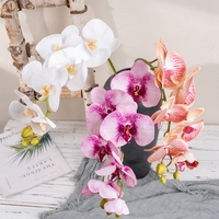 CL09001 bunga anggrek buatan untuk dekorasi kantor rumah kelopak bunga buatan 7 kembang Phalaenopsis, lateks sentuhan nyata
