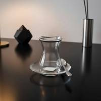 Tasse à thé noire turque en verre borosilicate haute résistance à la chaleur 200 ml ovale de style européen design simple pour le thé de l'après-midi café fleur