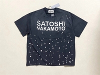 Nouvelles collections de vêtements pour hommes avec logo personnalisé, chemise de créateur pour hommes Satoshi Nakamoto avec effet délavé et imprimé éclaboussures, manches courtes