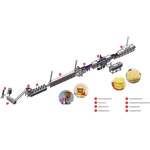 Línea de producción de ramen instantáneo frito comercial, máquina para hacer fideos de pavo con capacidad diaria de 300.000 piezas