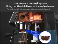 Nouvelle arrivée Machine à café 20 Bar Ulka Pump 1500W avec manomètre avec affichage de l'heure Machine à café semi-automatique