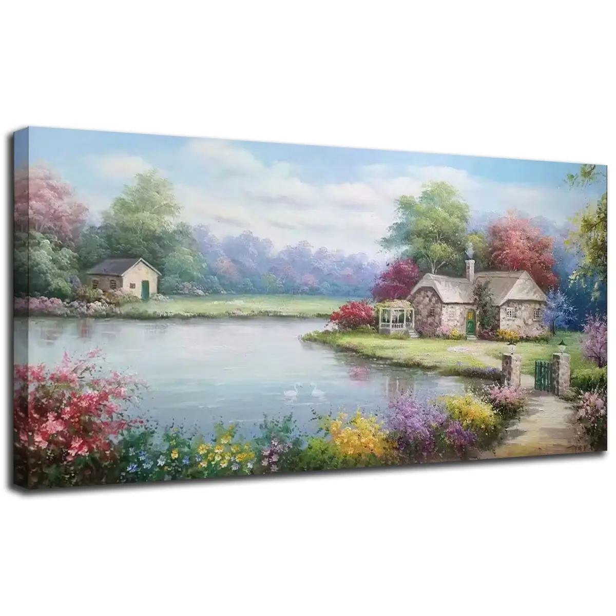 원래 예술 현대 토스카나 정원 장면 침실 홈 삽화에 대 한 벽걸이 캔버스에 손으로 그린 오션 오일 아트 100%