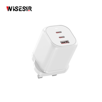 Chargeur rapide universel WISESIR 65W GaN avec prise pliable, sortie 1A2C, PD QC3.0 PPS OVP OTP, efficacité 92%, voyage, bureau, maison