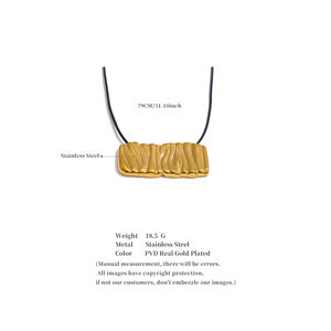 JINYOU 2210 declaración 80cm tendencia libre de deslustre joyería larga PU cuero Acero inoxidable rectángulo colgante moda babero collar - Product Image 6