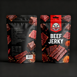 Sachet alimentaire refermable en plastique laminé avec logo imprimé numérique personnalisé pour bœuf séché - Product Image 3