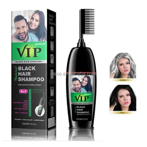 Dexe VIP-champú para tinte de cabello negro Orgánico permanente para hombres, nuevo color, para salón de belleza, con peine, a granel