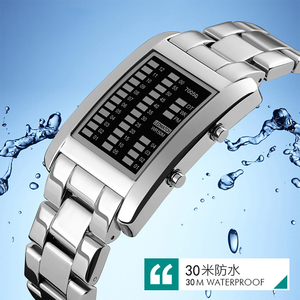 <span class=keywords><strong>Montre</strong></span> numérique LED à matrice <span class=keywords><strong>binaire</strong></span> créative pour homme en acier étanche - Product Image 3