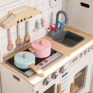 Vente chaude Cuisine Ensemble Simulation Cuisine Danois Noble Blanc Cuisine Début Éducatif Maison De Poupée Jouets En Bois pour Enfants Garçons Filles - Product Image 5
