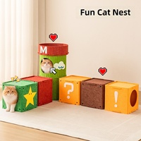Maisonnette modulaire en feutre pour chat, tunnel empilable avec entrée ronde pour chats d'intérieur