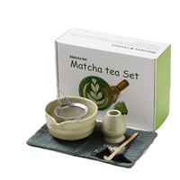 Ensemble de thé Matcha BAMBUS 7 pièces, style japonais, bol à thé Matcha avec bec verseur, fouet à thé Matcha de couleur Matcha, 100 dents, en céramique, neuf