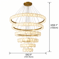 Lustre circulaire en albâtre de grande taille pour projet d'ingénierie, suspension LED circulaire empilée de luxe pour hall d'hôtel, escalier, intérieur