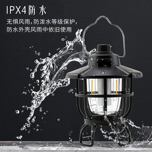 Portable Retro <b>Camping</b> <b>Lantern</b> <b>Led</b> Rechargeable IpX4 Waterproof Warm White Light For Outdoor Tent Use - Product Image 1