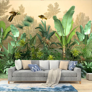 Papel Tapiz de Seda <span class=keywords><strong>Tropical</strong></span> Estilo del Sudeste Asiático, Adhesivo de Pared con Diseño Botánico, Hoja de Plátano, Revestimiento de Pared para Hotel, Vegetación, Bosque - Product Image 4