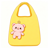 Nouveau design Sac de courses réutilisable en peluche en forme de cochon avec porte-clés cochon mignon en peluche – Vente en gros
