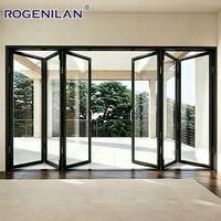 Puertas Plegables de Vidrio Doble Resistentes al Viento, Personalizadas de Fábrica ROGENILAN, Puerta Plegable de Aluminio con Acristalamiento Low-E para Exteriores