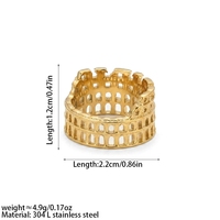Kolosseum-förmige Hohle 12mm Breite Ringe 18K Vergoldet Nicht Verblassender Edelstahl-Ring Damen Vintage-Schmuck Großhandel