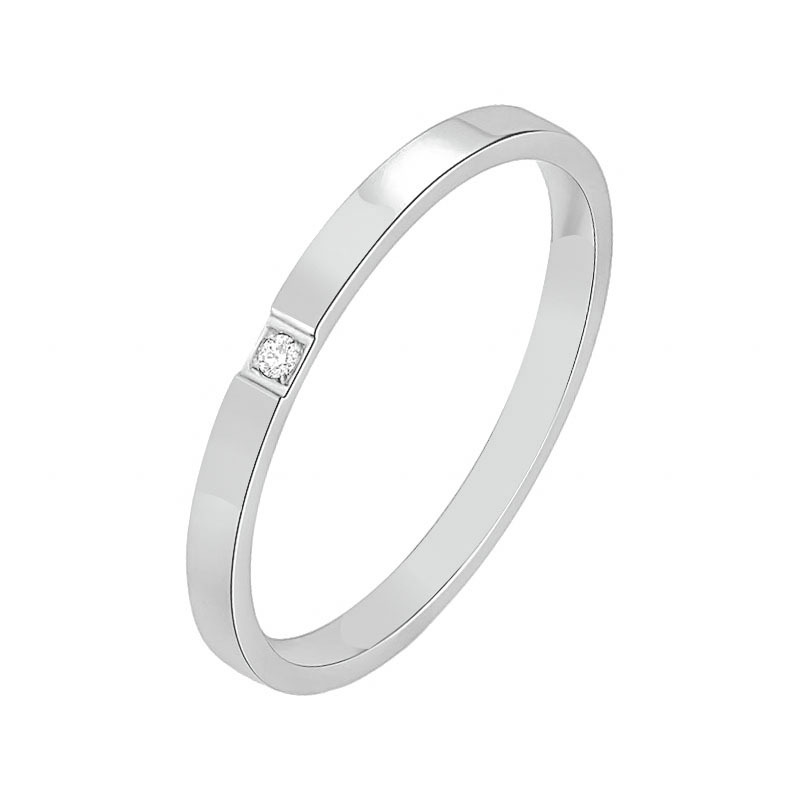 Anello color acciaio 2mm - diamante