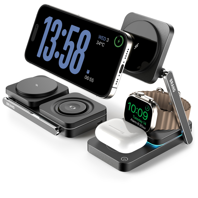 New Foldable Portable Magnetic 3 in 1 Wireless Charging Stand Wireless Charger for Iphone Apple Samsung Watch Airpods 3