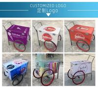 Chariot à glaces en acier inoxydable, chariot mobile pour la vente de glaces en rue