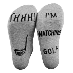 Calze girocollo Unisex in cotone all'ingrosso-Shhh! Sto guardando calzini divertenti stampati da Golf - Product Image 4