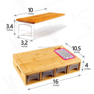 Planche à découper en bois <span class=keywords><strong>de</strong></span> bambou, avec râpe et tiroirs <span class=keywords><strong>de</strong></span> rangement - Product Image 4