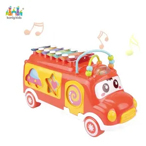 Konig Kids Babies Plastic Toys Carton Bus Knock Piano-Key Music Instrument Early Educational Toy
