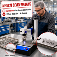 Marqueur laser UV de bureau CKMACHINE 5W pour une identification permanente de haute précision sur les dispositifs médicaux, le verre, le plastique, précision de 0,002 mm