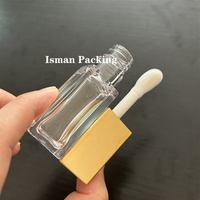 ISMAN Vente en gros de tubes de gloss à lèvres en or rose et argent de 8 ml, grand applicateur, emballage vide pour gloss à lèvres, logo personnalisé, flacon en PET transparent