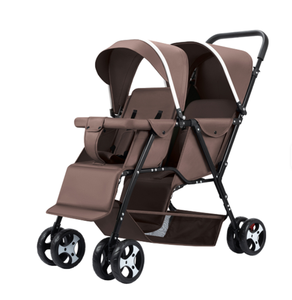 Passeggino Gemellare in Lino Pieghevole con Doppio Sedile, Sistema da Viaggio per Neonati, Ampio Spazio <span class=keywords><strong>e</strong></span> Comfort Premium - Product Image 4