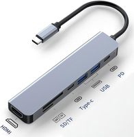 SYONG 4K USB-C Hub Adapter 7-in-1 Stromversorgter USB-C Multiport-Hub mit HDMI 1.4, PD, USB 3.1, USB 2.0, SD TF Kartenleser USB-Hub
