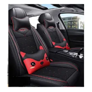 Juego de fundas de asiento de coche de lujo universal para las cuatro estaciones hechas de piel sintética y seda helada para el asiento delantero