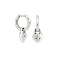 Pendientes de Aro de Plata de Ley 925 con Diseño de Luna, Estrella y Corazón, Chapados en Oro de 18K, para Mujer