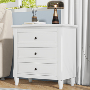 <b>U</b>_STYLE 28'' Painted Nightstand 3 Drawers Smooth Gliding Rails Minimalist Bedside Cabinet Metal Handle - Product Image 2
