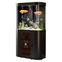 Aquarium intelligent en acrylique avec filtre de fond ultra silencieux, 170L, ovale, sur pied, avec éclairage LED pour salon