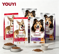 Sac à fond plat imprimé sur mesure de qualité alimentaire avec fermeture éclair, résistant à l'humidité, à encoche anti-déchirure, en plastique, pour friandises pour chiens et chats 500g 1kg