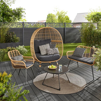 Petites tables et chaises de loisirs en rotin pour balcon, jardin, station d'accueil, cage à oiseaux, chaises en rotin, 5 pièces de meubles