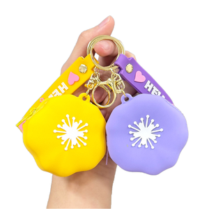 Huakai Model 0020 Cartoon Cute Flower Rubber Eco-friendly Digital Printing Coin Purse Keychain Card Holder