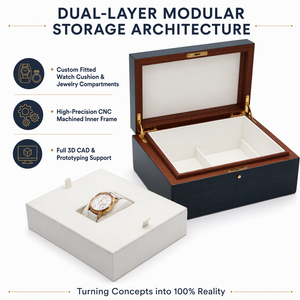 Scatola di Lusso per Orologi Singoli in Legno Blu Pavone con Stampa Floreale Barocca, Fornitura Diretta dalla Fabbrica - Product Image 4