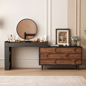 <span class=keywords><strong>Commode</strong></span> de rangement moderne extensible et réversible avec bureau, configuration interchangeable gauche ou droite, meubles de chambre à coucher - Product Image 1