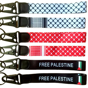 Palestine Flag Woven Short Keychain Lanyard Motorcycle Wrist Lanyards With Eagle Hook