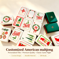 Jeu de Mahjong Américain Personnalisé de Noël, Tuiles de Mahjong en Acrylique Blanc, Motif Guirlande de Noël et Arbre, Mahjong pour Soirée de Jeu en Famille