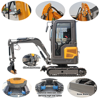 Mini-excavatrice hydraulique sur chenilles JIAHE de 1,5 tonne avec bras pivotant, moteur Eaton, moteur diesel haute puissance de creusement, certifiée CE EPA