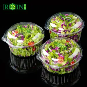 Conteneur de boîte d'emballage de salade de fruits en plastique transparent jetable à charnière personnalisé