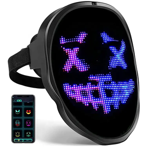 Máscara LED com Mudança de Rosto por Indução, Máscara Decorativa Programável RGB para Festa de Halloween de Fantasma e Palhaço - Product Image 1